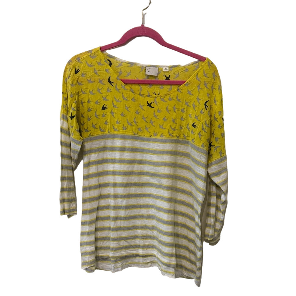 Anthropology Postmark yellow bird top, medium 🔵